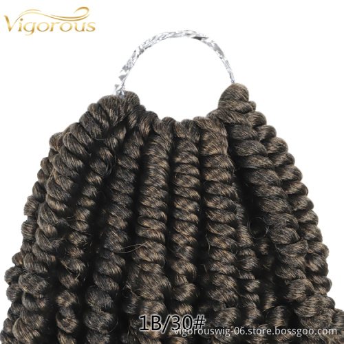 Vigorous Wholesale Fiber Hande Twist Wig Extension Short Darling Brown Pre Plucked Curly African Crochet Braid Hair